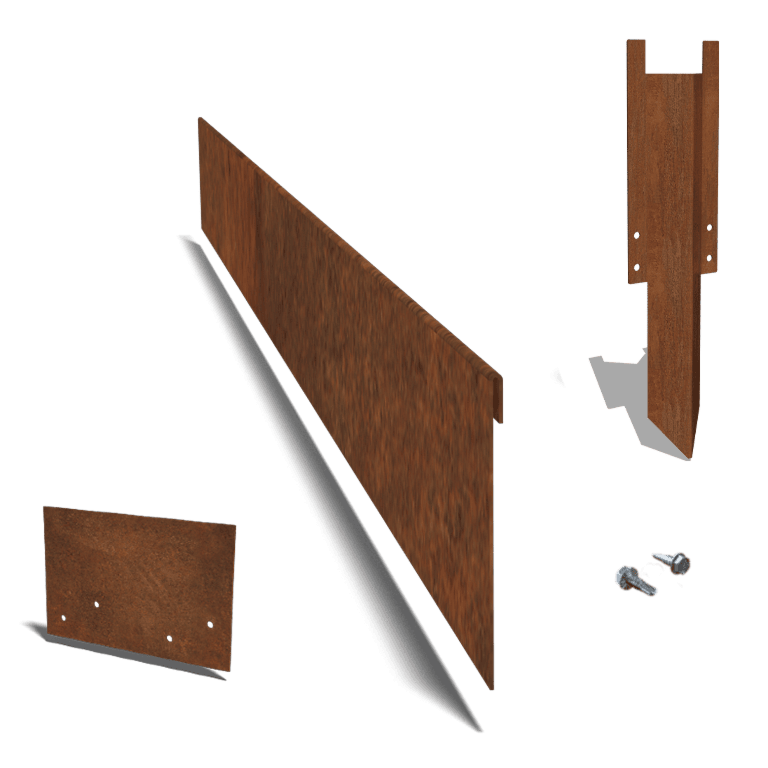 Beeteinfassung abgeflacht aus Cortenstahl 23 cm kompletter Satz pro 24 meter