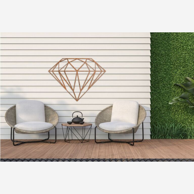 Wanddekoration aus Cortenstahl Diamant