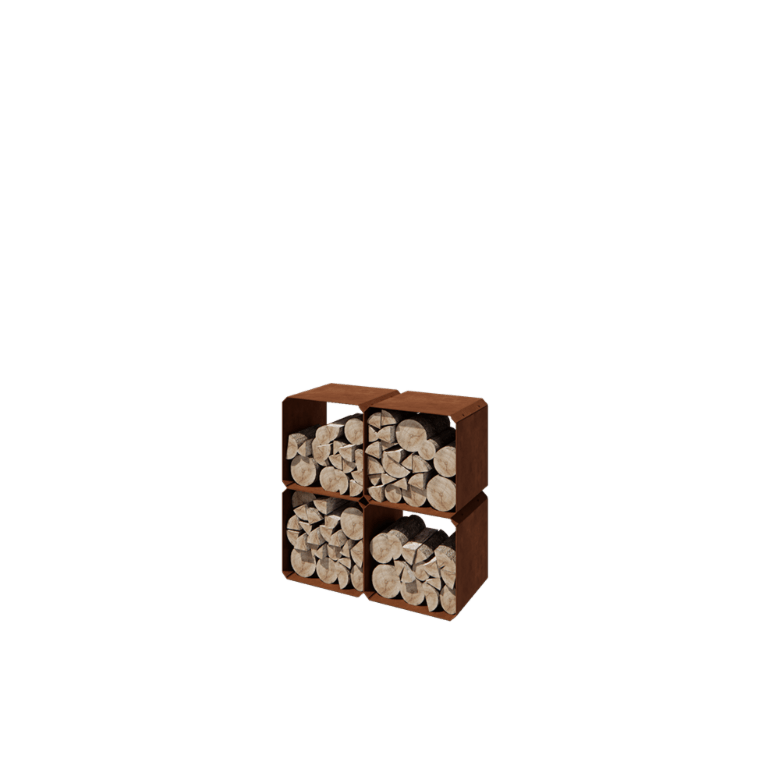 Cortenstahl Holzlager - Colorado 4 Stück - 40 x 40 x 40 cm