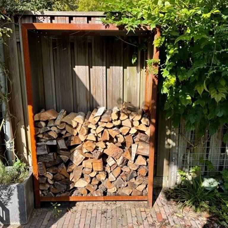 Holzlager aus Cortenstahl Indiana 180 x 120 x 40 cm