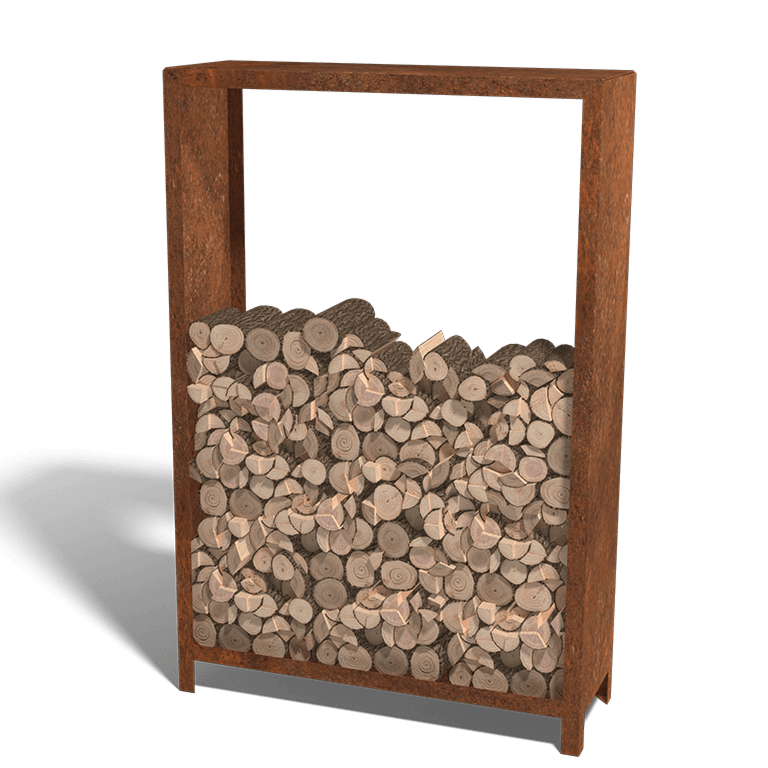Holzlager aus Cortenstahl Indiana 180 x 120 x 40 cm