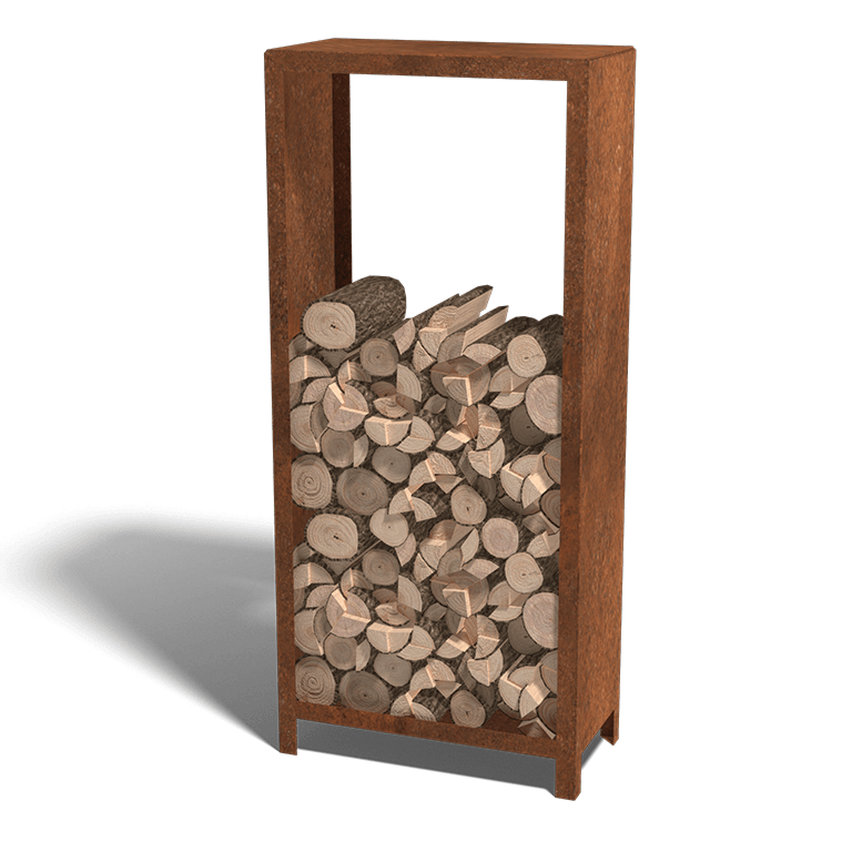 Holzlager aus Cortenstahl Indiana 180 x 80 x 40 cm