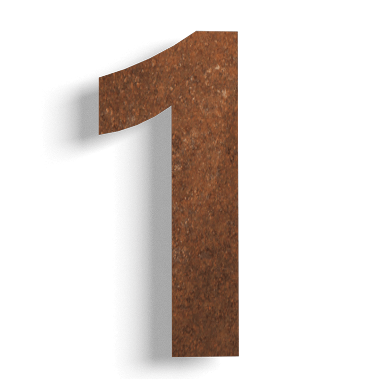 Cortenstahl Hausnummer 1 - 15 cm
