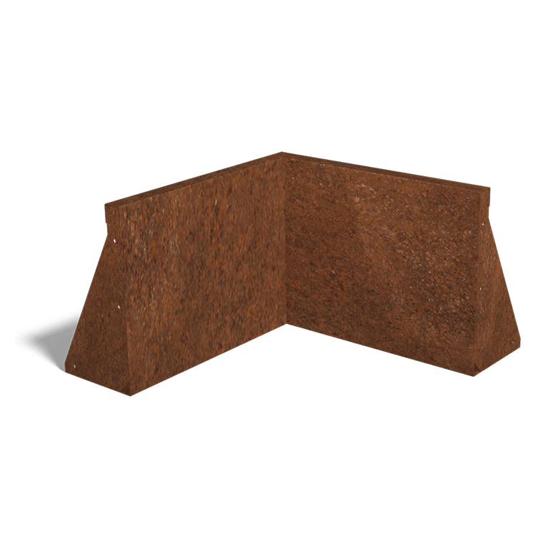 Cortenstahl-Inneneck-Stützmauer 50 x 50 cm (Höhe 40 cm)