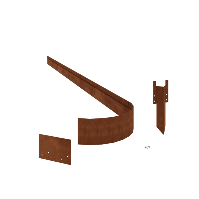 Rasenkante FLEX abgeflacht aus Cortenstahl 13 cm kompletter Satz pro 15 meter