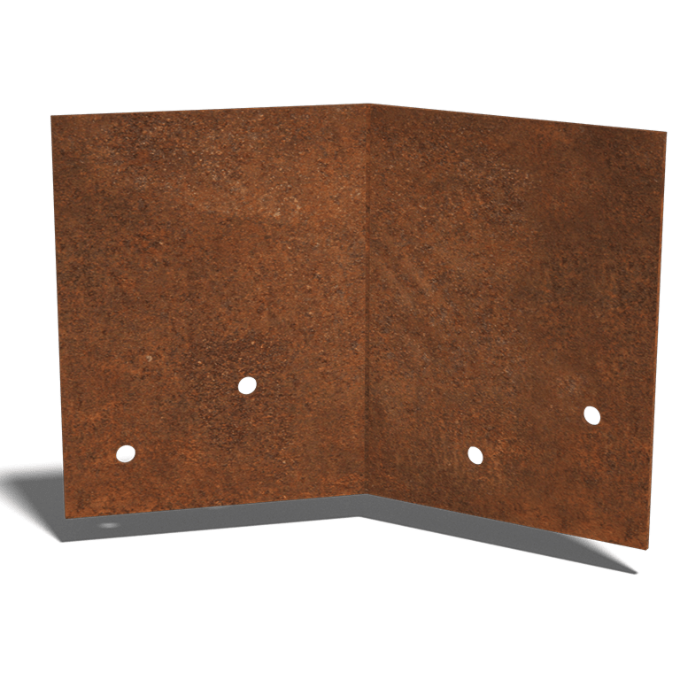 Verbindungsplatte 45° aus Cortenstahl Mittel 22 - 25 cm