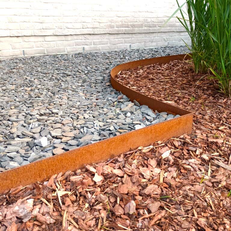 Rasenkante gerade aus Cortenstahl 15 cm kompletter Satz pro 15 meter