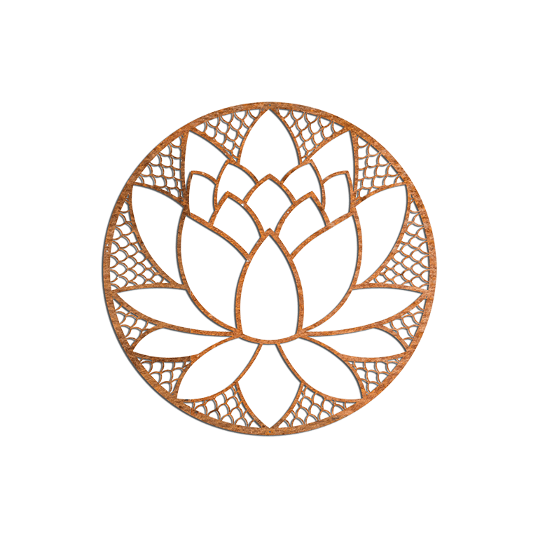 Wanddekoration aus Cortenstahl Lotusblume