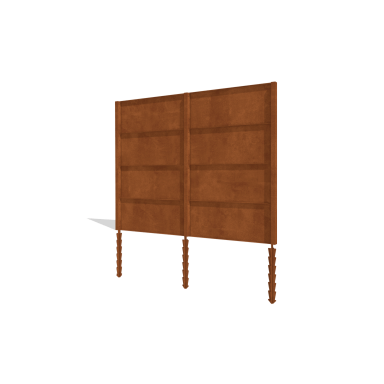 Cortenstahl Sichtschutzzaun H4 - Kompletter Satz - 258 x 6 x 190 cm