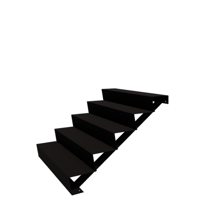 Außentreppe aus Stahl - 5-Stufige - 48 x 120 x 85 cm - RAL9005 matte (schwarz)