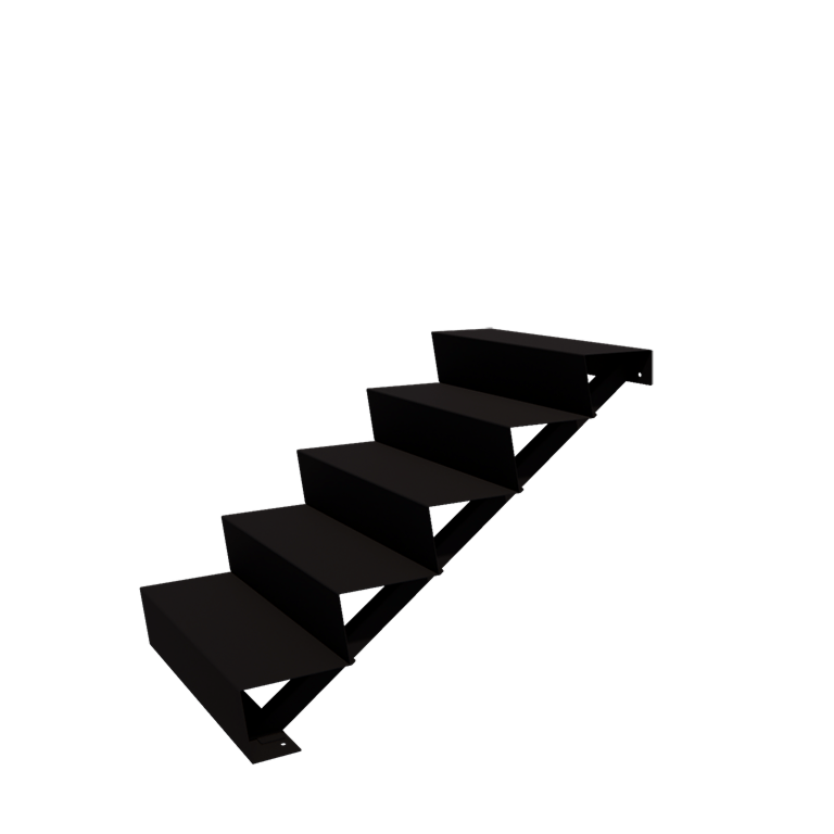 Außentreppe aus Stahl - 5-Stufige - 48 x 80 x 85 cm - RAL9005 matte (schwarz)