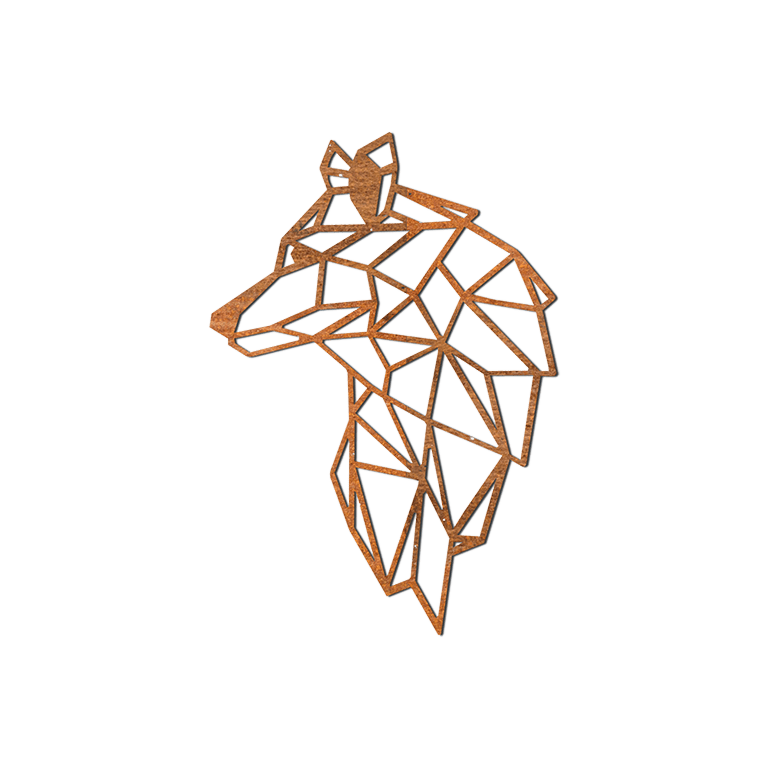 Cortenstahl Wanddekoration Wolf 2.0