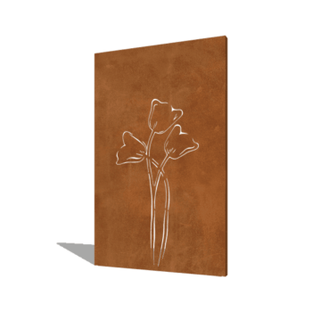 Cortenstahl-Paneel Tulpe symmetrisch 120 x 6 x 190 cm