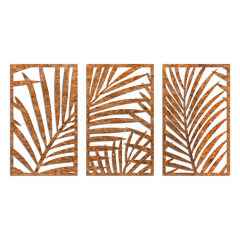 Wanddekoration aus Cortenstahl Ferns 3-parts