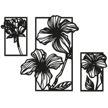Wanddekoration aus Metall Blumen 3-teilig