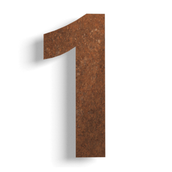 Cortenstahl Hausnummer 1 - 15 cm