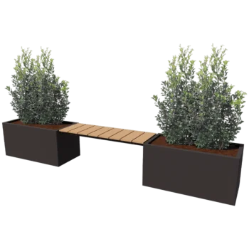 Pflanzkübel aus Stahl - Rechteckig - 321,2 x 50 x 50 cm - Andere RAL farbe - Ohne Bodenplatte - Mit Gartenbank