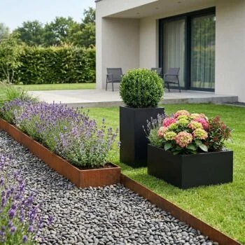 Pflanzkübel aus Stahl - Viereckig - 100 x 100 x 40 cm - RAL9010 matte (weiß) - Ohne Bodenplatte