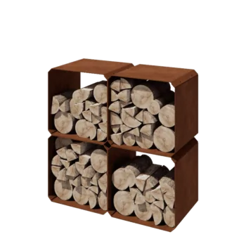 Cortenstahl Holzlager - Colorado 4 Stück - 40 x 40 x 40 cm