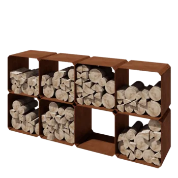 Cortenstahl Holzlager - Colorado 8 Stück - 40 x 40 x 40 cm