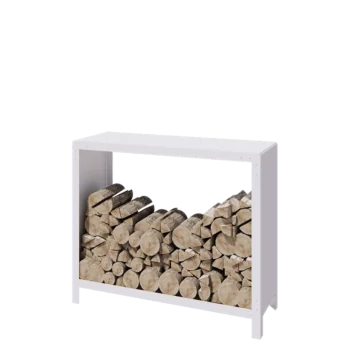 Holzlager aus Stahl - Indiana - 120 x 40 x 100 cm - RAL9010 matte (weiß)