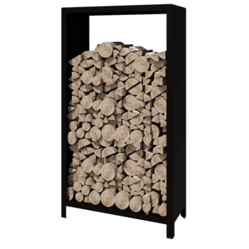 Holzlager aus Stahl - Indiana - 100 x 40 x 180 cm - RAL9005 matte (schwarz)