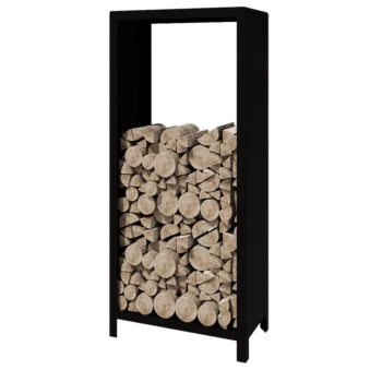 Holzlager aus Stahl - Indiana - 80 x 40 x 180 cm - RAL9005 matte (schwarz)