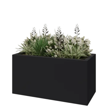 Fiberglas Pflanzkübel - Rechteck - 120 x 50 x 40 cm - RAL7021 matte (schwarzgrau) - Mit Boden