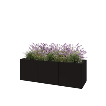 Hochbeet XXL aus Stahl - Rechteckig - 150 x 50 x 50 cm - RAL9005 matte (schwarz) - Mit Bodenplatte