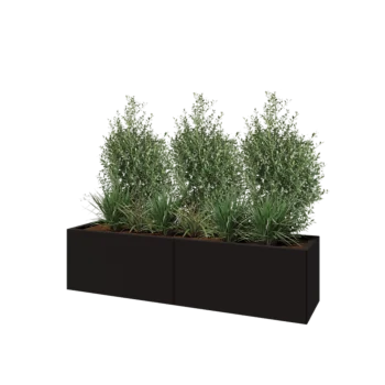 Hochbeet XXL aus Stahl - Rechteckig - 160 x 40 x 40 cm - RAL9005 matte (schwarz) - Mit Bodenplatte