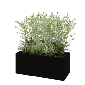Fiberglas Pflanzkübel - Rechteck - 100 x 40 x 40 cm - RAL9005 matte (Schwarz) - Mit Boden