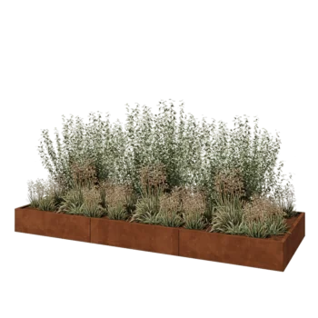 Cortenstahl Hochbeet XXL - Rechteckig - 360 x 120 x 30 cm - Ohne Bodenplatte