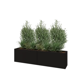 Hochbeet XXL aus Stahl - Rechteckig - 160 x 30 x 40 cm - RAL9005 matte (schwarz) - Ohne Bodenplatte