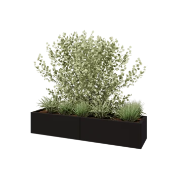 Hochbeet XXL aus Stahl - Rechteckig - 160 x 40 x 30 cm - RAL9005 matte (schwarz) - Mit Bodenplatte