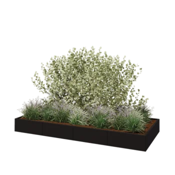 Hochbeet XXL aus Stahl - Rechteckig - 320 x 120 x 30 cm - RAL9005 matte (schwarz) - Ohne Bodenplatte