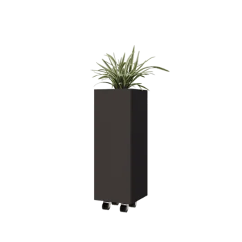 Pflanzkübel aus Stahl - Viereckig - 30 x 30 x 80 cm - RAL7016 matte (anthrazitgrau) - Mit Bodenplatte - Mit Rollen