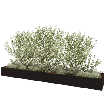 Hochbeet XXL aus Stahl - Rechteckig - 480 x 80 x 40 cm - RAL9005 matte (schwarz) - Mit Bodenplatte