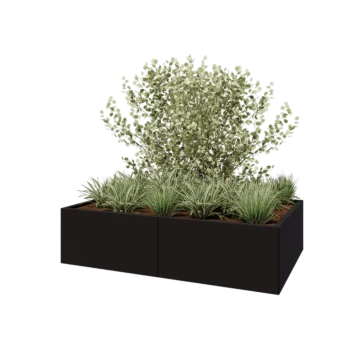 Hochbeet XXL aus Stahl - Rechteckig - 160 x 100 x 40 cm - RAL9005 matte (schwarz) - Mit Bodenplatte