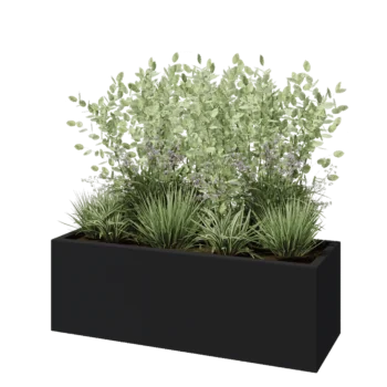 Fiberglas Pflanzkübel - Rechteck - 120 x 40 x 40 cm - RAL7021 matte (schwarzgrau) - Mit Boden