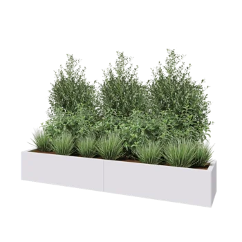 Hochbeet XXL aus Stahl - Rechteckig - 200 x 40 x 30 cm - RAL9010 matte (weiß) - Mit Bodenplatte