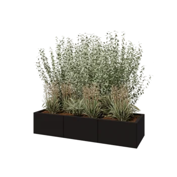 Hochbeet XXL aus Stahl - Rechteckig - 150 x 50 x 30 cm - RAL9005 matte (schwarz) - Mit Bodenplatte