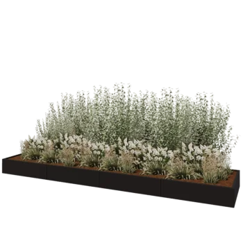 Hochbeet XXL aus Stahl - Rechteckig - 480 x 100 x 30 cm - RAL9005 matte (schwarz) - Ohne Bodenplatte