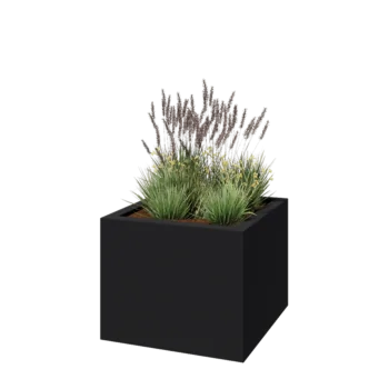 Fiberglas Pflanzkübel - Viereck - 100 x 100 x 80 cm - RAL7021 matte (schwarzgrau) - Mit Boden