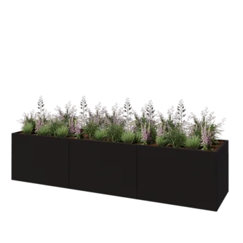 Hochbeet XXL aus Stahl - Rechteckig - 360 x 80 x 80 cm - RAL9005 matte (schwarz) - Ohne Bodenplatte