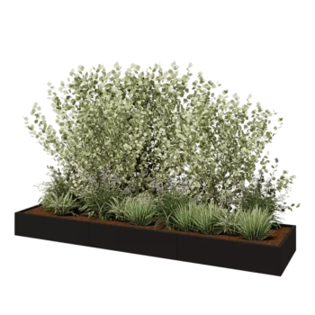 Hochbeet XXL aus Stahl - Rechteckig - 360 x 80 x 30 cm - RAL9005 matte (schwarz) - Mit Bodenplatte