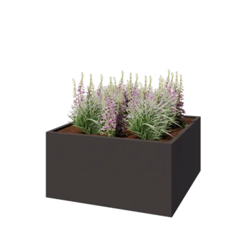 Pflanzkübel aus Stahl - Viereckig - 120 x 120 x 60 cm - RAL7016 matte (anthrazitgrau) - Mit Bodenplatte