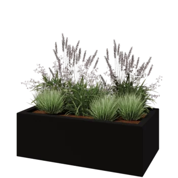 Fiberglas Pflanzkübel - Rechteck - 120 x 60 x 40 cm - RAL9005 matte (Schwarz) - Mit Boden