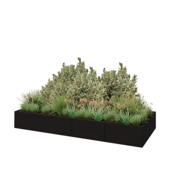 Hochbeet XXL aus Stahl - Rechteckig - 320 x 120 x 40 cm - RAL9005 matte (schwarz) - Ohne Bodenplatte