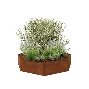 Cortenstahl Pflanzkübel - Achteckig - 241,4 x 241,4 x 40 cm - Ohne Bodenplatte