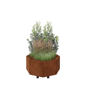 Cortenstahl Pflanzkübel - Achteckig - 72,4 x 72,4 x 30 cm - Mit Bodenplatte - Mit Rollen